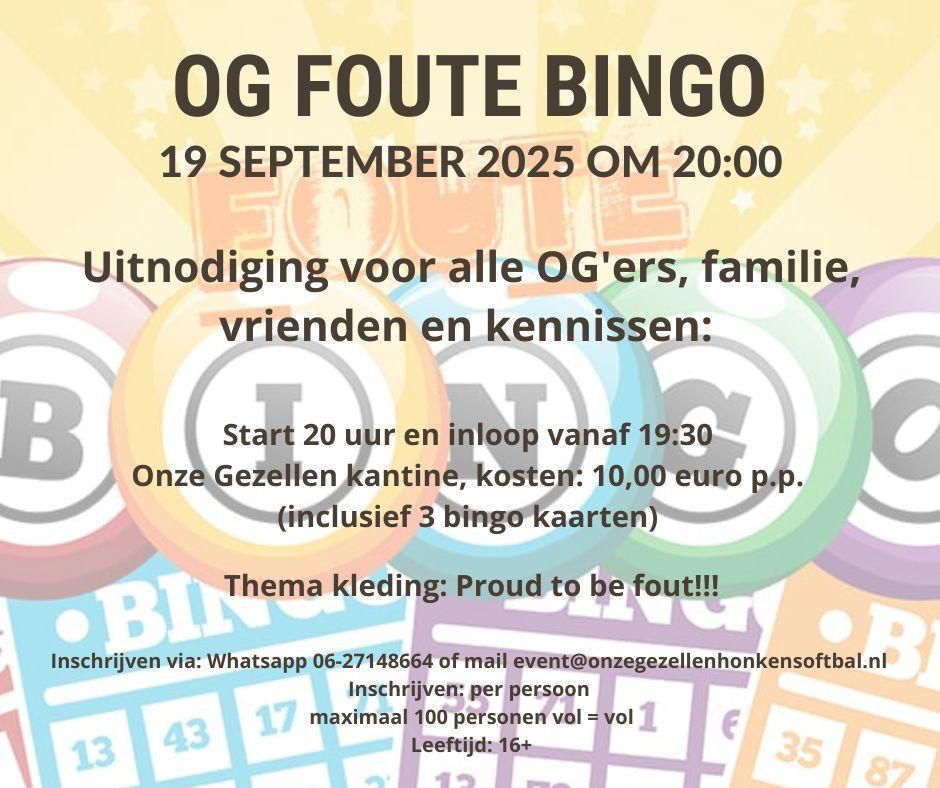 Vrijdag 19 September Foute Bingo